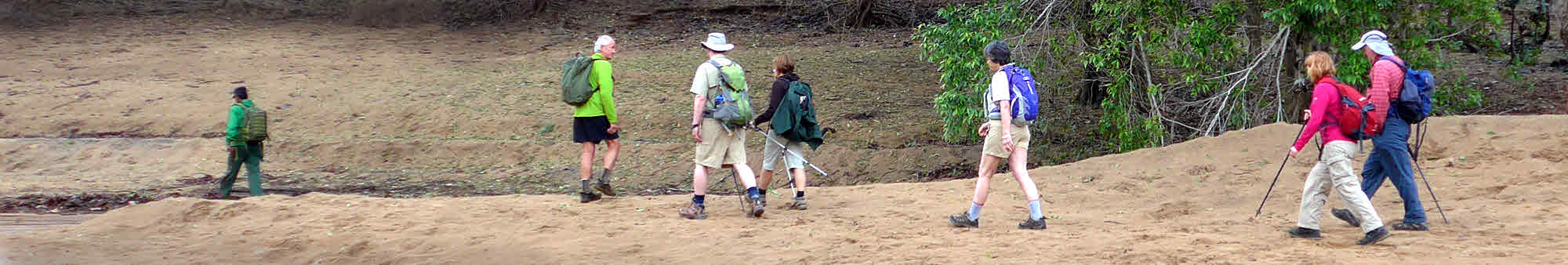Walkers leaving camp on the Denwa